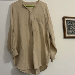 Aerie women’s Beige button down shirt